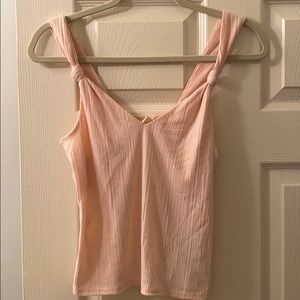 Light Pink Tie Accent Cotton Top